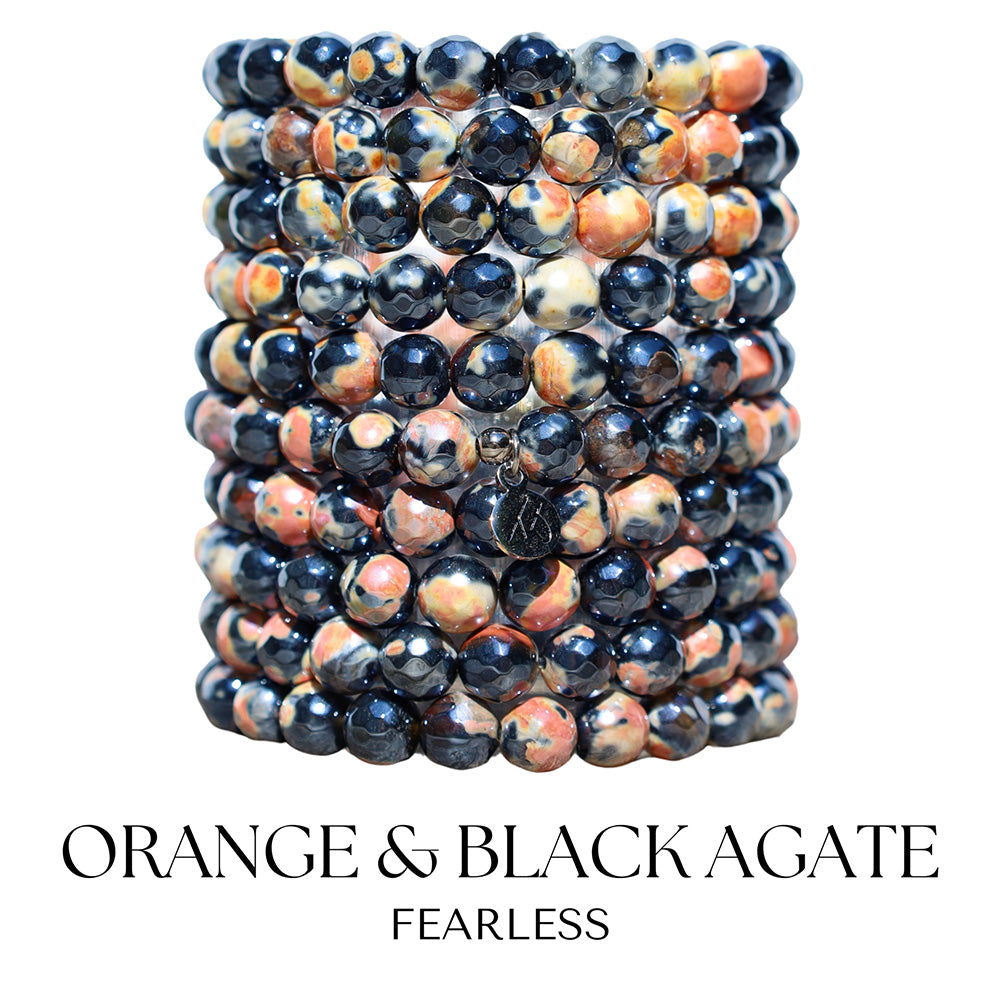 Orange Black Agate Gemstone Bracelet Collection