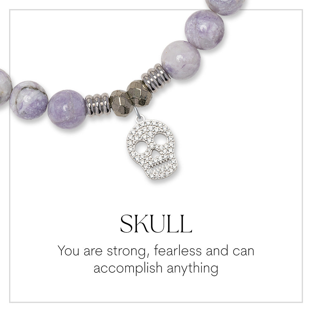 Skull CZ Sterling Silver Charm Bracelet Collection