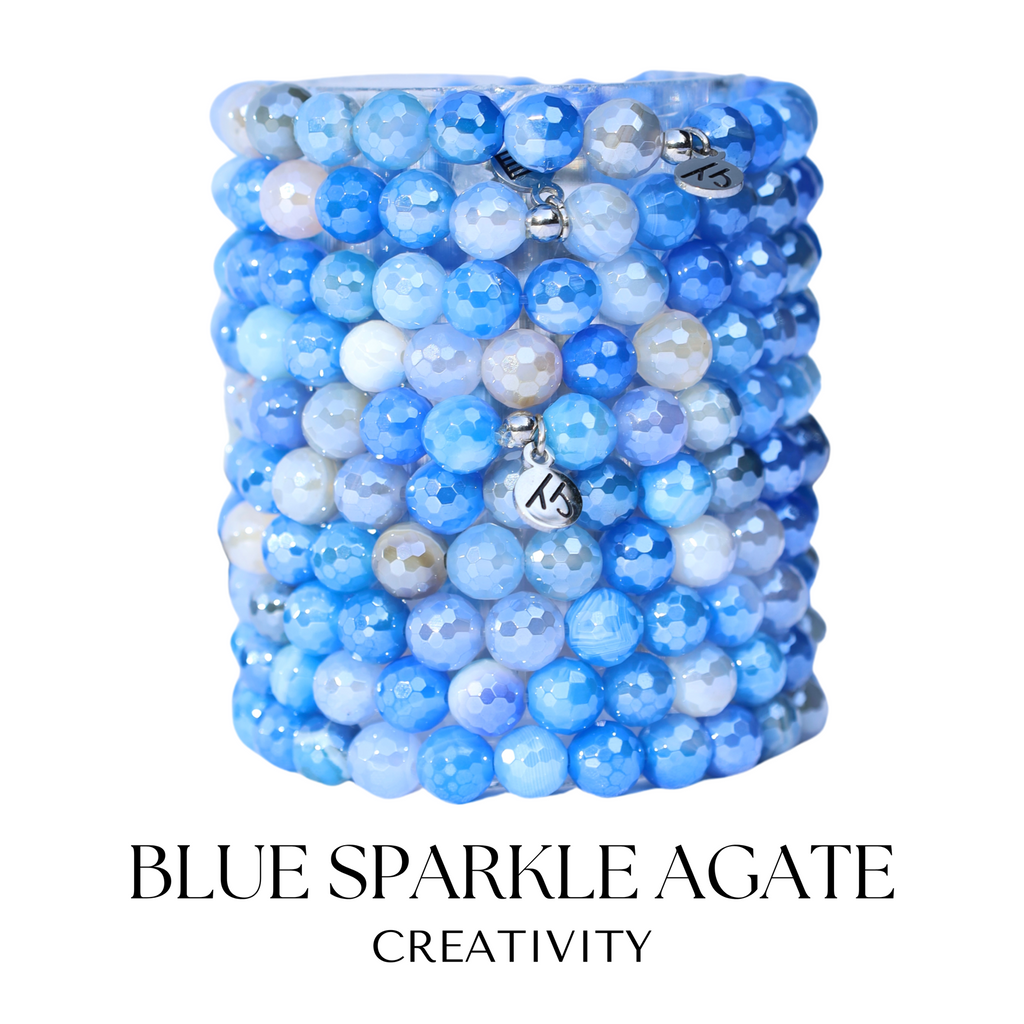 Blue Sparkle Agate Gemstone Bracelet Collection