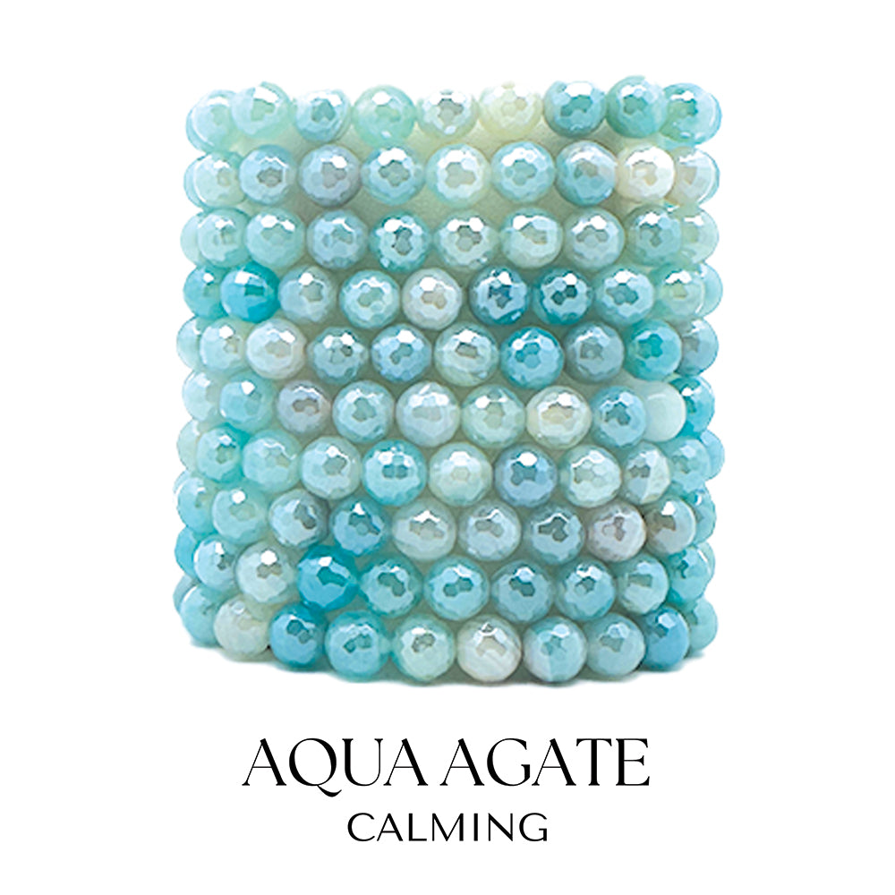 Aqua Agate Gemstone Bracelet Collection