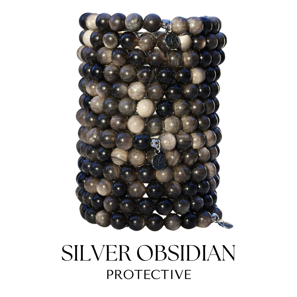 Silver Obsidian Gemstone Bracelet Collection