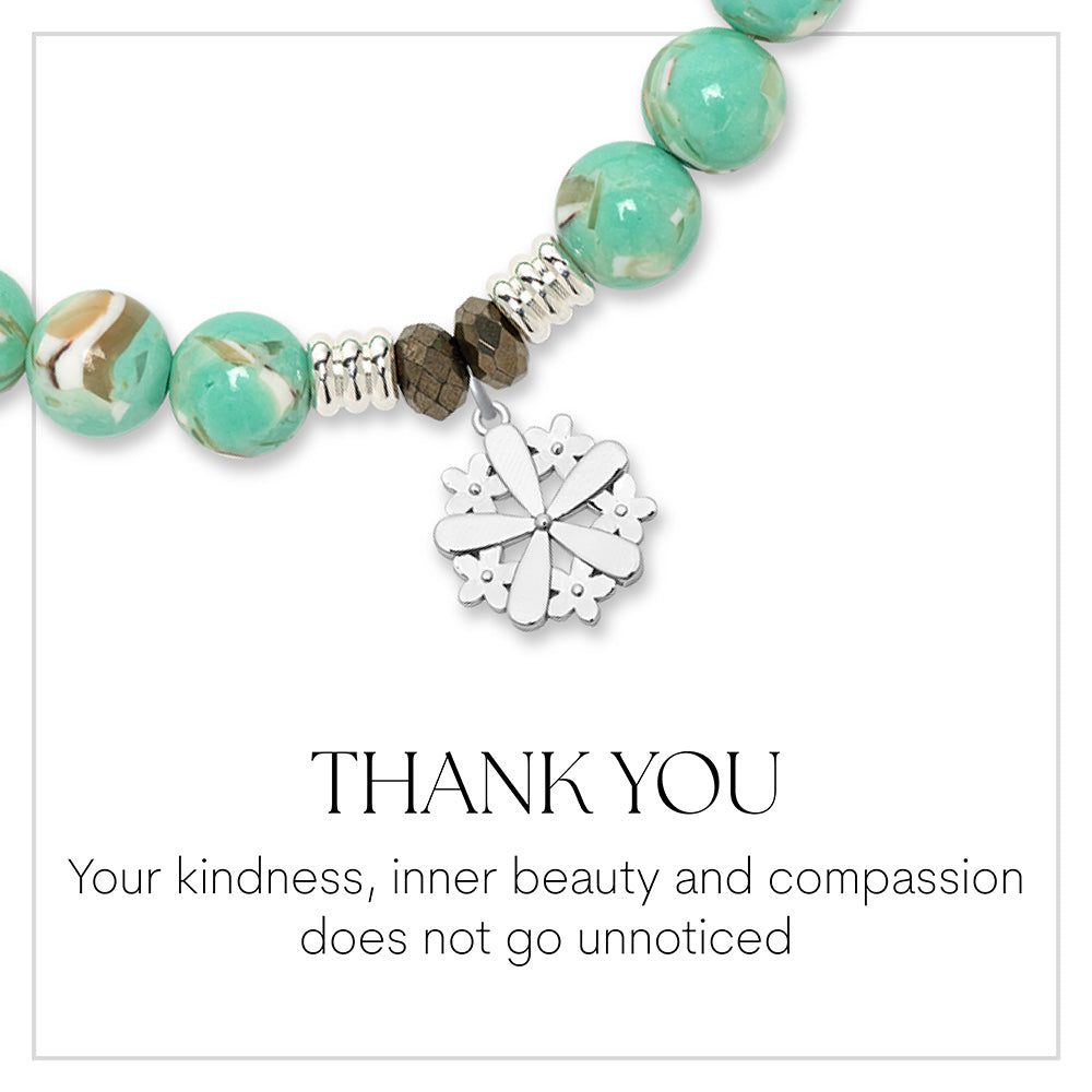 Thank You Flower Sterling Silver Charm Bracelet Collection