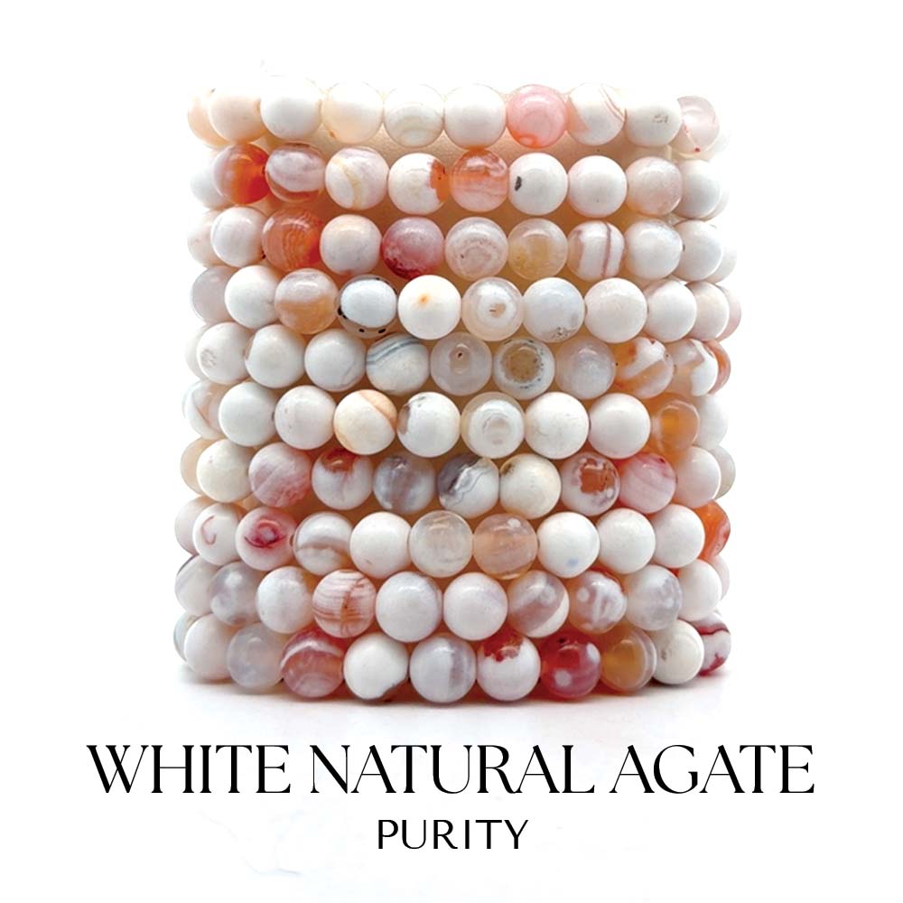 White Natural Agate Gemstone Bracelet Collection