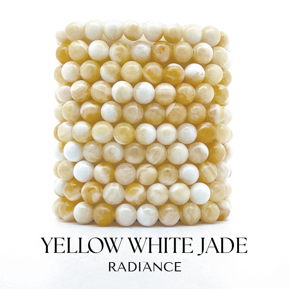Yellow White Jade Gemstone Bracelet Collection