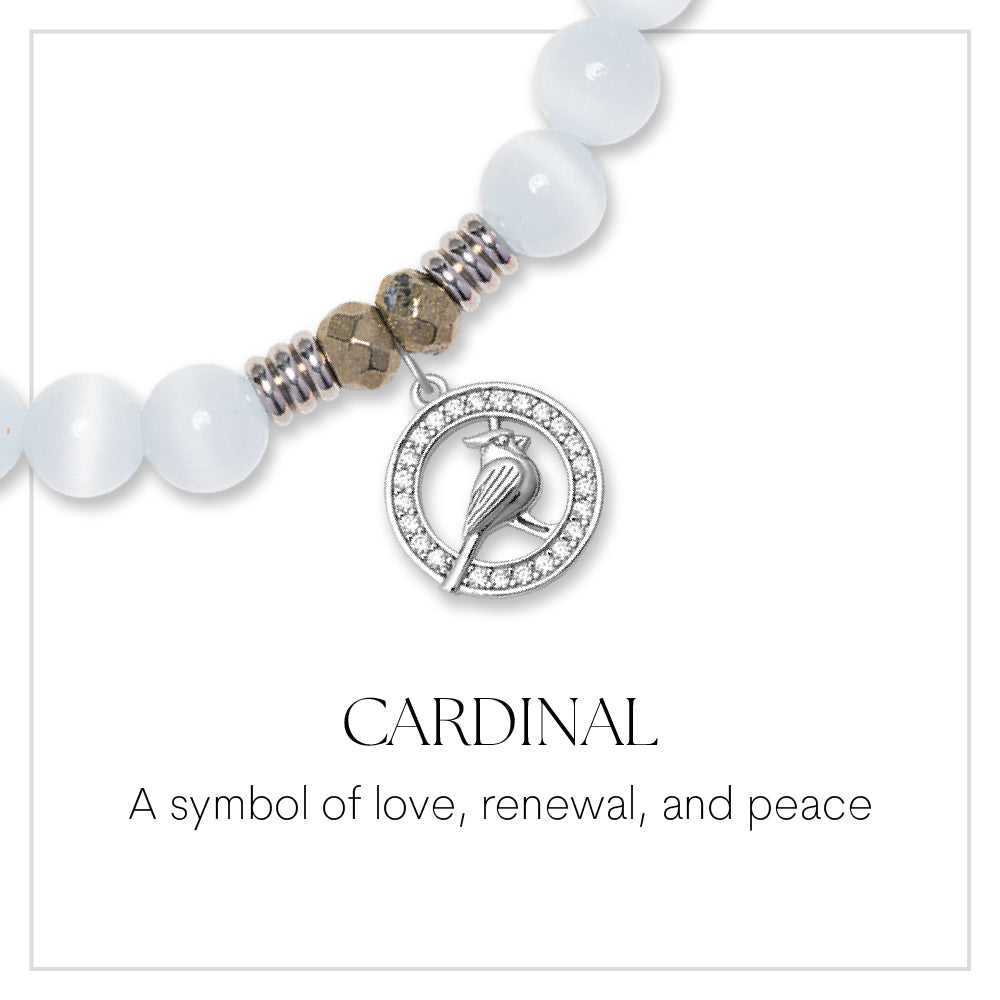 White Cardinal CZ Sterling Silver Charm Bracelet Collection