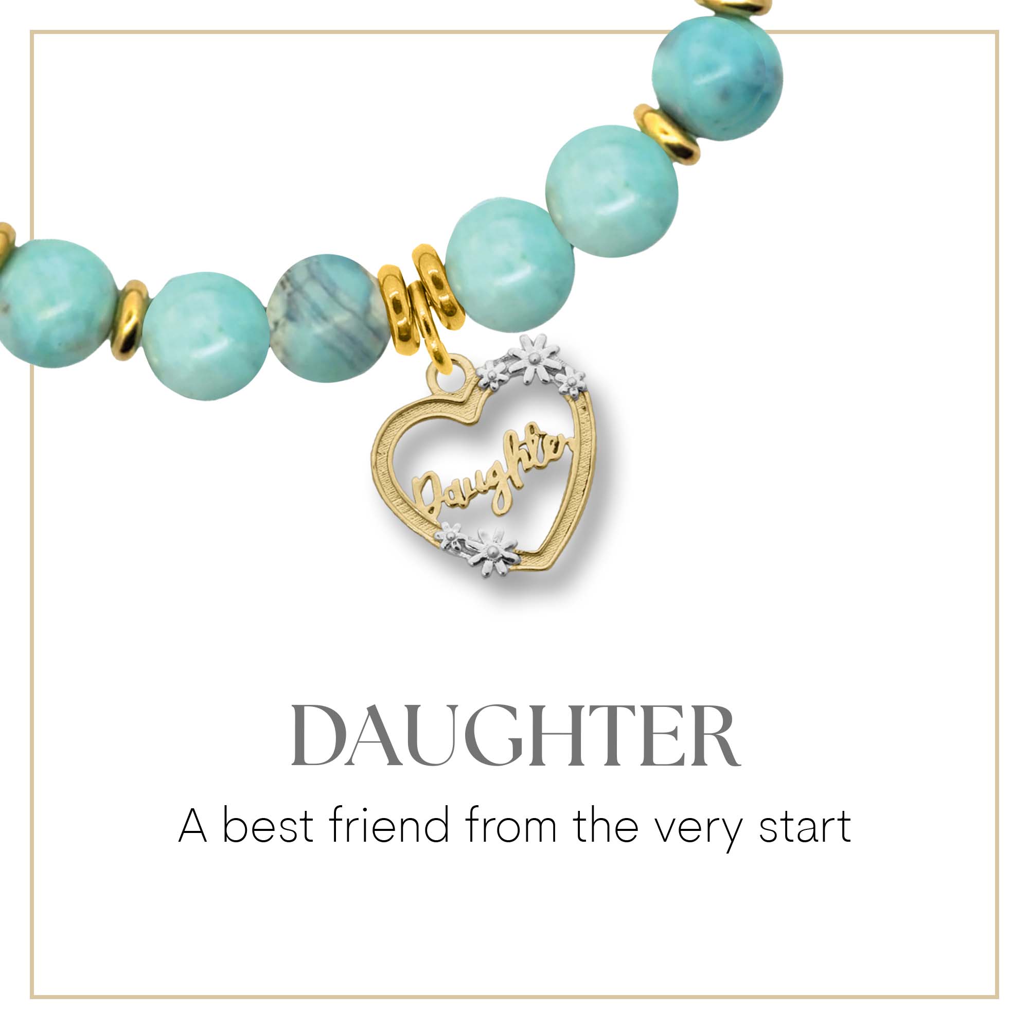 Gold Heart Daughter Charm Bracelet Collection