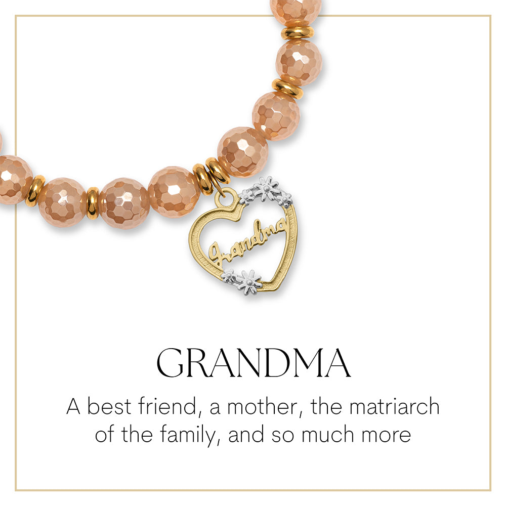 Gold Heart Grandma Heart Charm Bracelet Collection