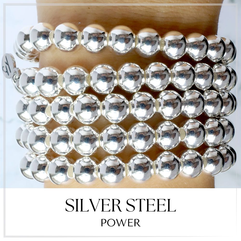 Silver Steel Charm Bracelet Collection