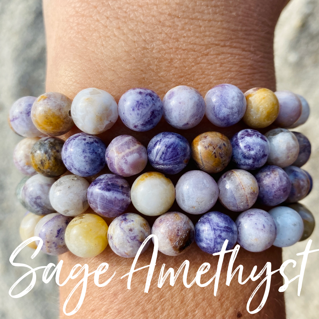 Sage Amethyst Agate Gemstone Bracelet Collection