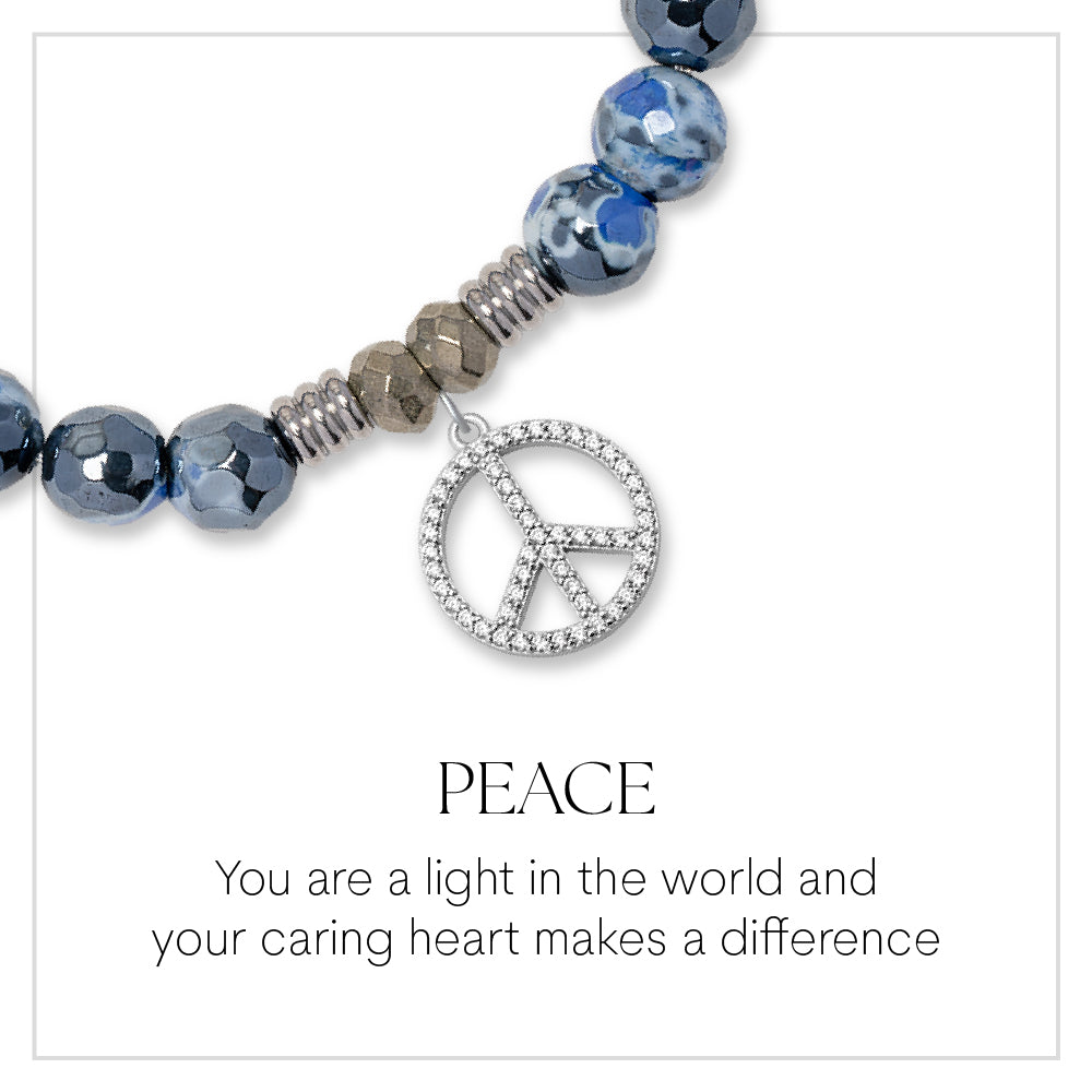 Peace CZ Sterling Silver Charm Bracelet Collection