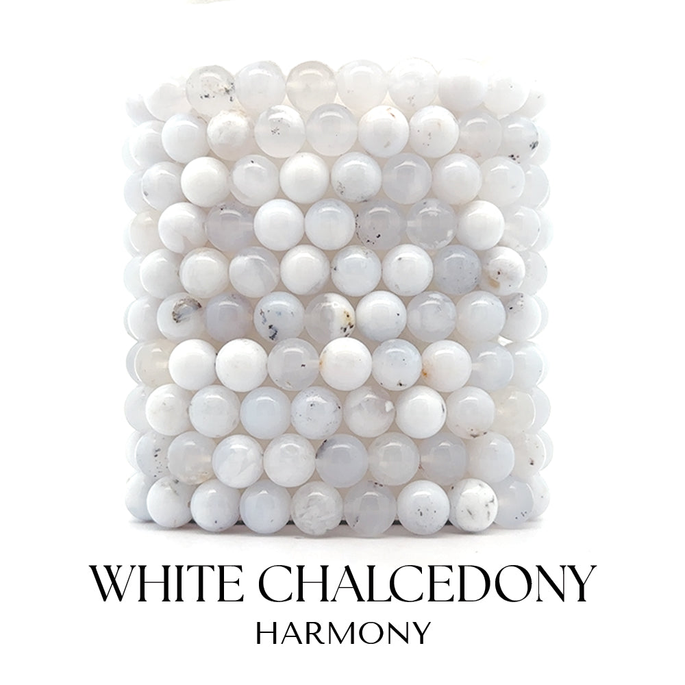 White Chalcedony Gemstone Charm Bracelet Collection