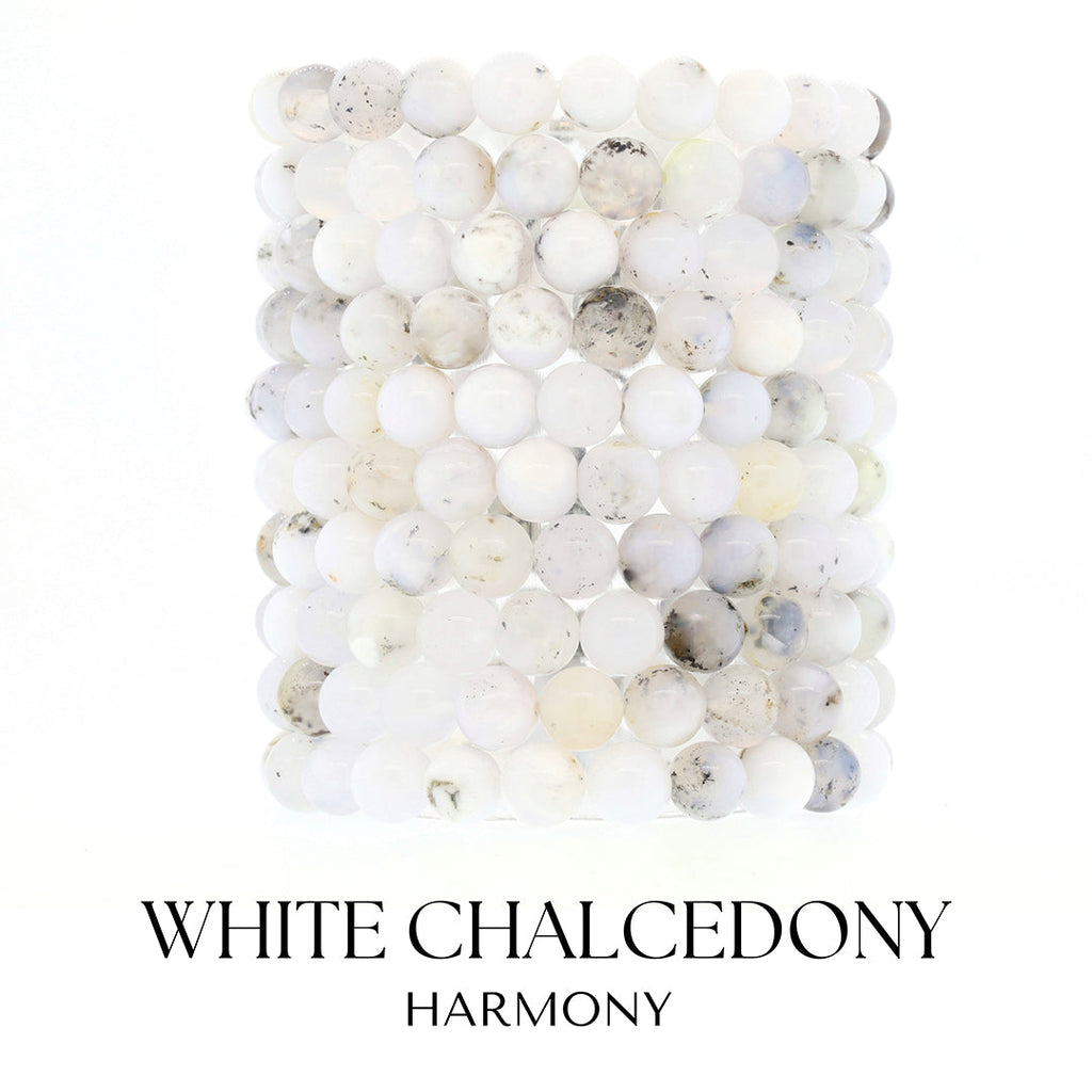 White Chalcedony Gemstone Charm Bracelet Collection