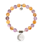 Amethyst Citrine Gemstone Bracelet with 11:11 Sterling Silver Charm