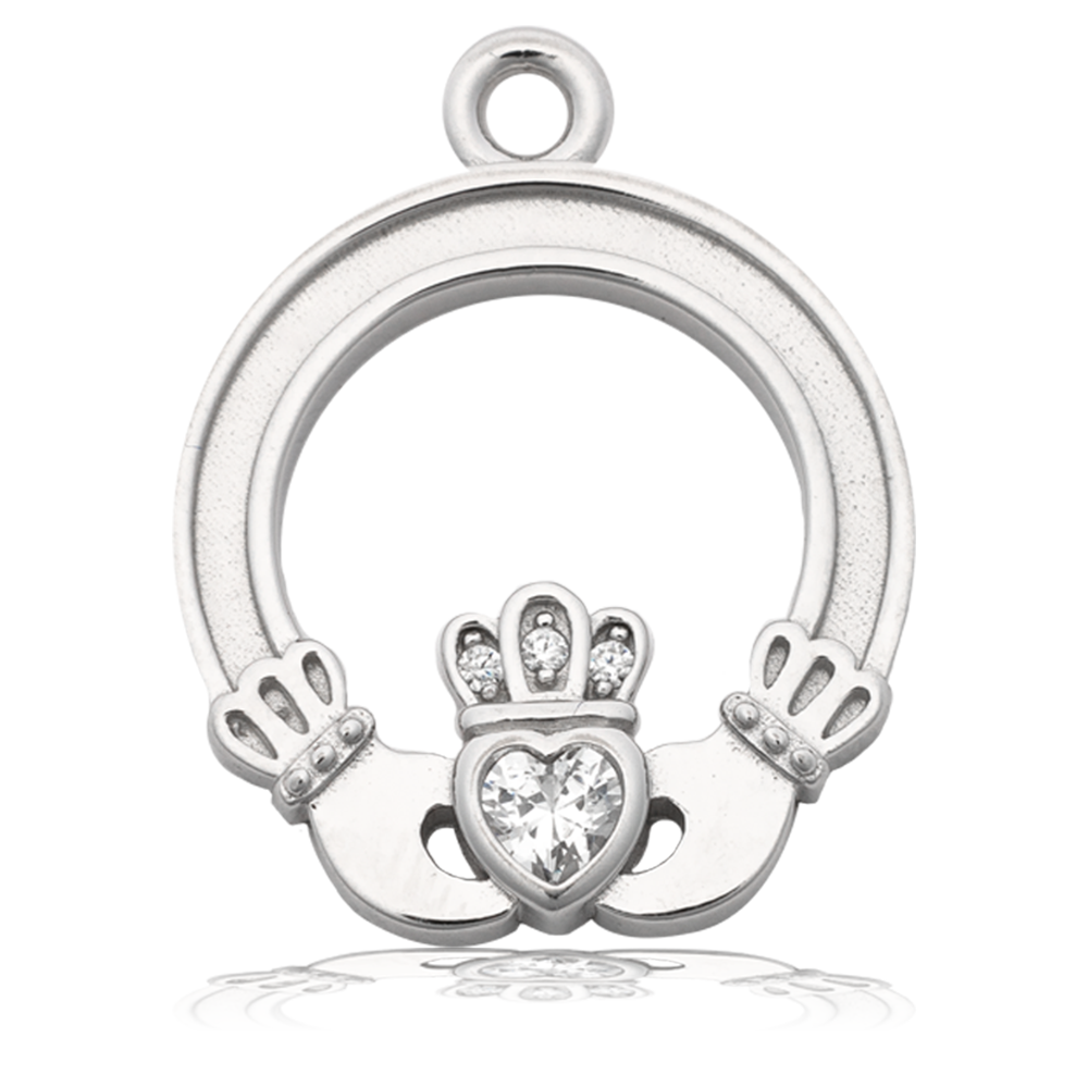 Amethyst Citrine Gemstone Bracelet with Claddagh Sterling Silver Charm