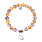 Amethyst Citrine Gemstone Bracelet with Create Sterling Silver Charm