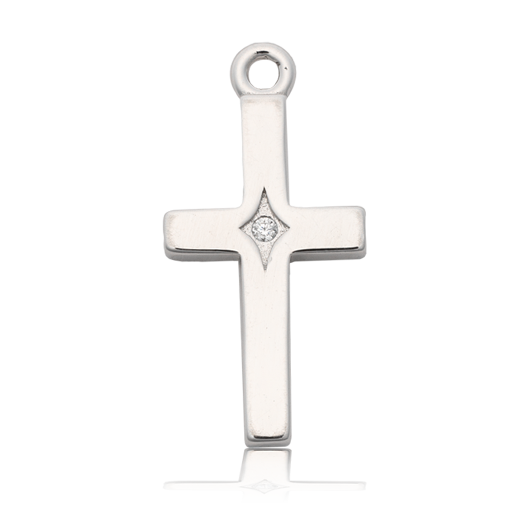 Amethyst Citrine Gemstone Bracelet with Cross CZ Sterling Silver Charm