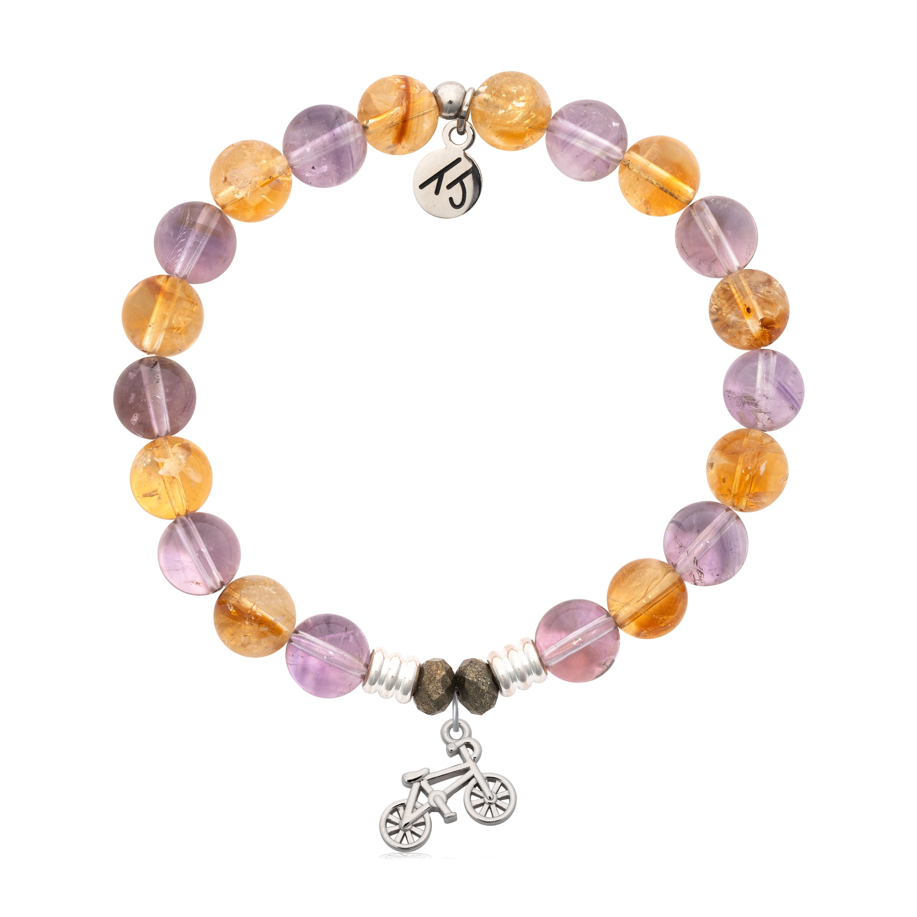 Amethyst Citrine Gemstone Bracelet with Just Cruise Sterling Silver Charm