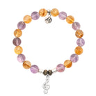 Amethyst Citrine Gemstone Bracelet with Music Note Sterling Silver Charm