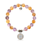 Amethyst Citrine Gemstone Bracelet with North Star Sterling Silver Charm
