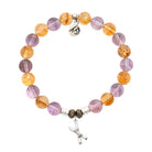 Amethyst Citrine Gemstone Bracelet with Skis Sterling Silver Charm