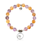 Amethyst Citrine Gemstone Bracelet with Wave Sterling Silver Charm