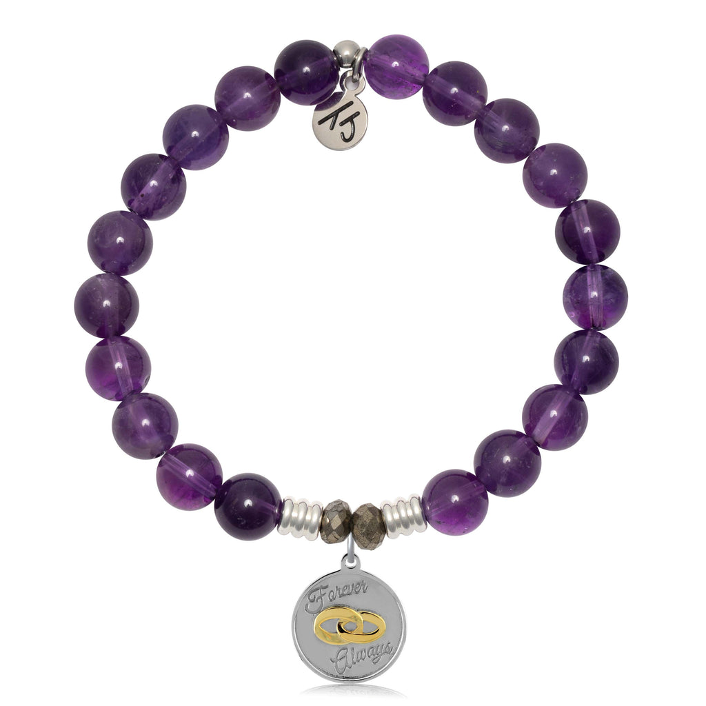 Amethyst Gemstone Bracelet with Always and Forever Sterling Silver Charm