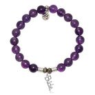 Amethyst Gemstone Bracelet with Bride Sterling Silver Charm