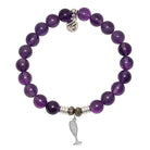 Amethyst Gemstone Bracelet with Cheers Sterling Silver Charm