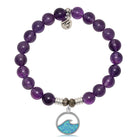 Amethyst Gemstone Bracelet with Deep as the Ocean Sterling Silver Charm