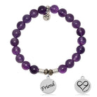 Amethyst Gemstone Bracelet with Friend Sterling Silver Charm