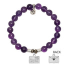 Amethyst Gemstone Bracelet with Love Letter Sterling Silver Charm