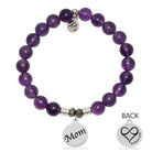 Amethyst Gemstone Bracelet with Mom Sterling Silver Charm