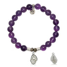 Amethyst Gemstone Bracelet with Oyster Sterling Silver Charm