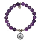 Amethyst Gemstone Bracelet with Palm Tree Sterling Silver Charm