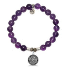 Amethyst Gemstone Bracelet with Saint Christopher Sterling Silver Charm