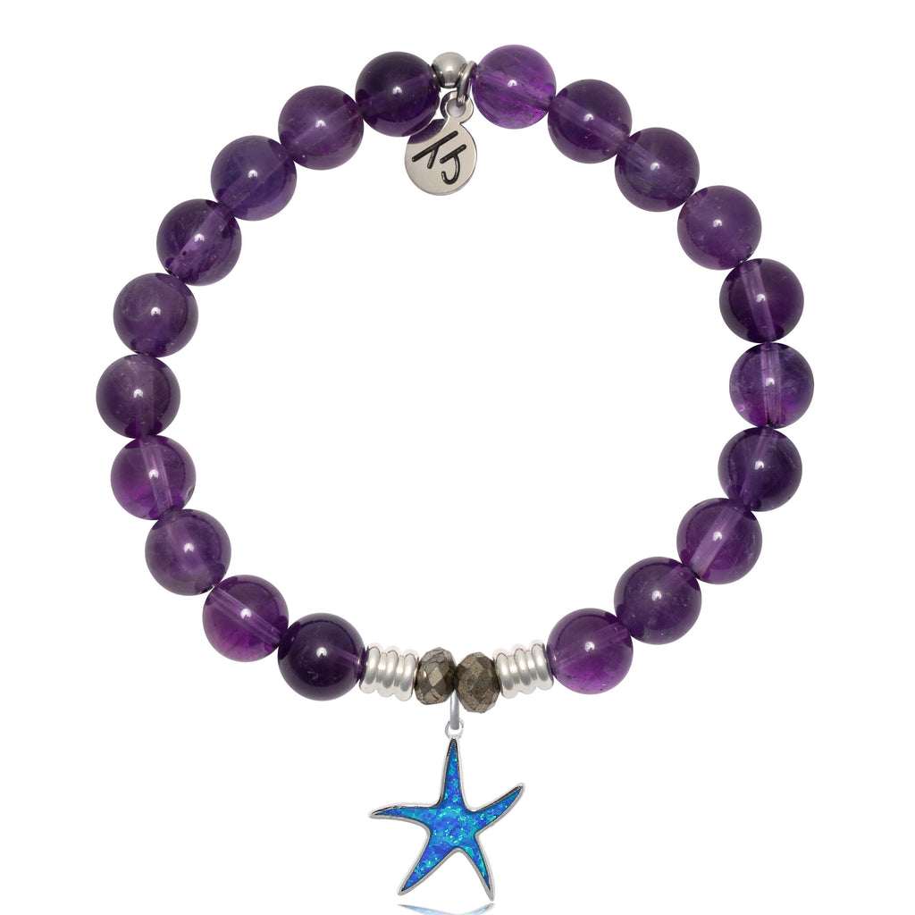Amethyst Gemstone Bracelet with Star of the Sea Sterling Silver Charm