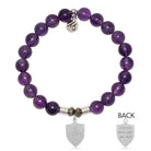 Amethyst Gemstone Bracelet with Strength Shield Sterling Silver Charm