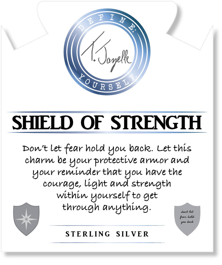 Amethyst Gemstone Bracelet with Strength Shield Sterling Silver Charm
