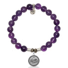Amethyst Gemstone Bracelet with Teacher Sterling Silver Charm