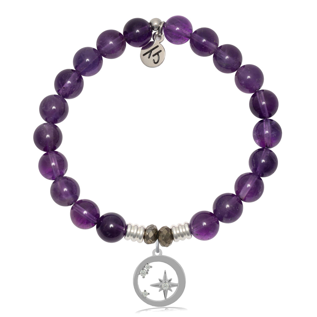 Amethyst Gemstone Bracelet with What is Meant to Be Sterling Silver Charm
