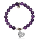 Amethyst Gemstone Bracelet with Wishing Heart Sterling Silver Charm