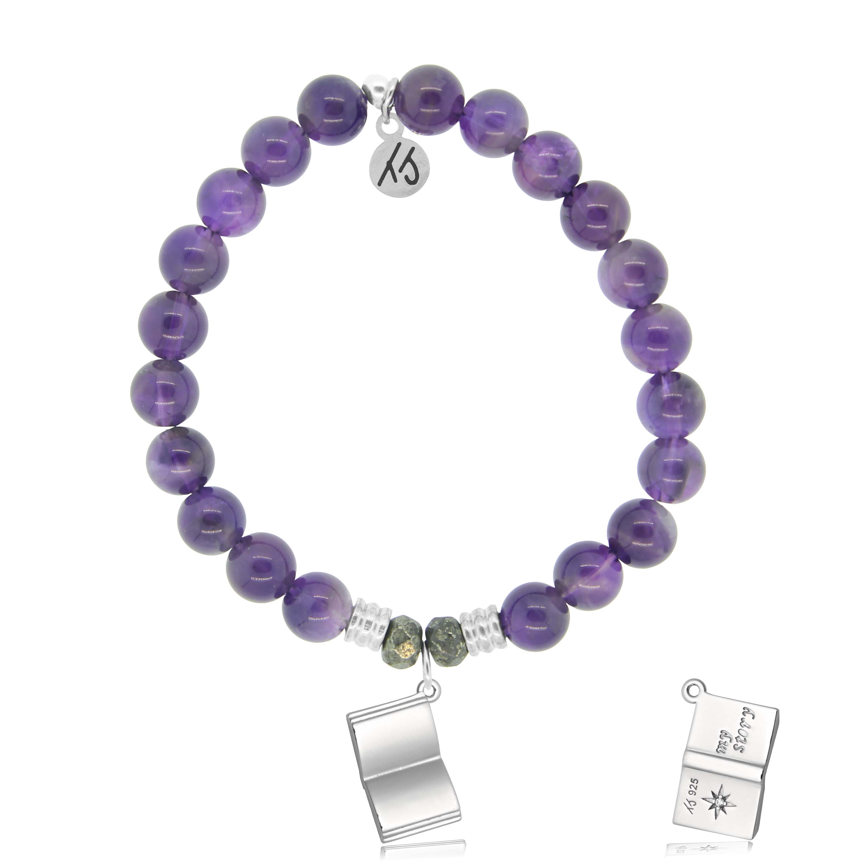 Amethyst Gemstone Bracelet with Your Story Sterling Silver Charm