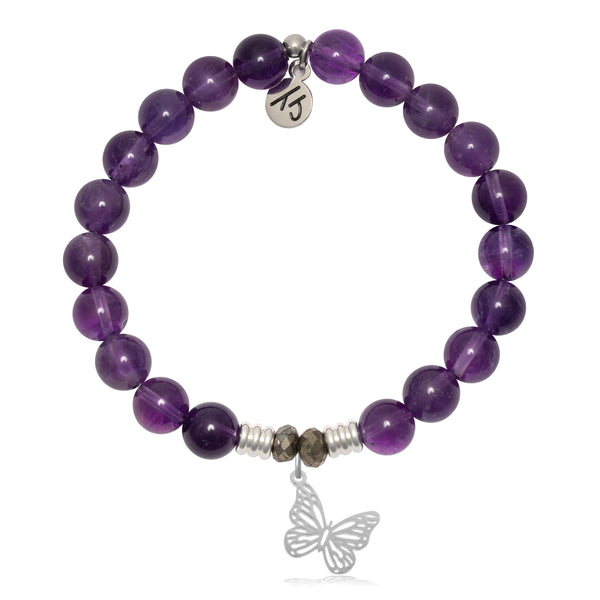 Sterling Silver and Amethyst Butterfly Bracelet with Gold Accents