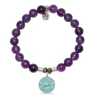 Amethyst Stone Bracelet with Cape Cod Enamel Sterling Silver Charm