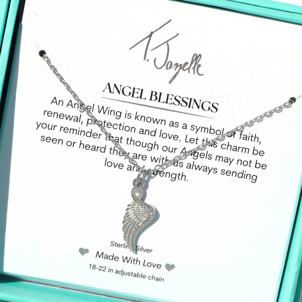 Angel Blessings Sterling Silver Charm Necklace