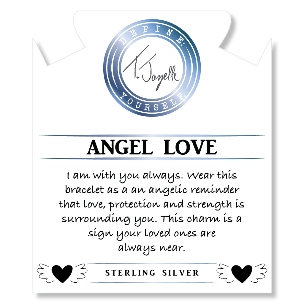 Aqua Agate Gemstone Bracelet with Angel Love Sterling Silver Charm