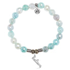Aqua Agate Gemstone Bracelet with Believe Sterling Silver Charm