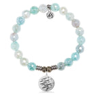 Aqua Agate Gemstone Bracelet with Birthday Wishes Sterling Silver Charm