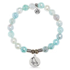 Aqua Agate Gemstone Bracelet with Cardinal Sterling Silver Charm