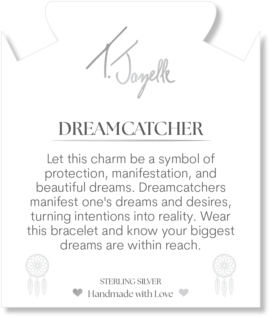 Aqua Agate Gemstone Bracelet with Dream Catcher Sterling Silver Charm
